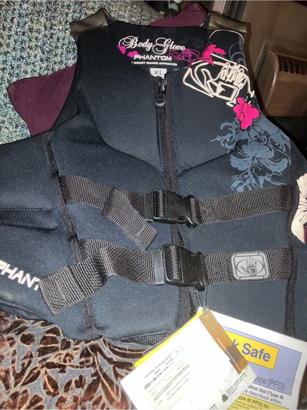 NWT BODY GLOVE Womens Black  FullZip PFD Life Jacket Sz XL